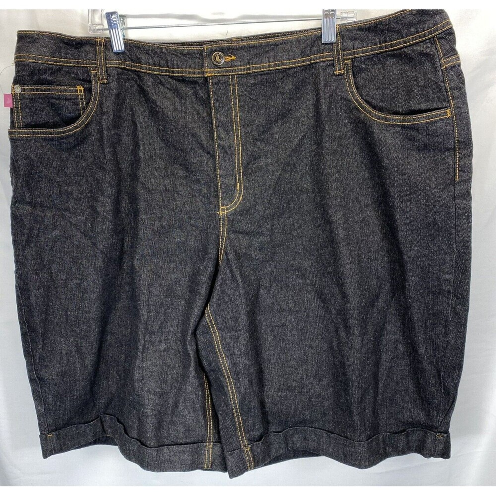 Woman Within 24W (44-45 x 11) Denim Jean 5 Pocket Shorts Cuffed Natural Fit EUC